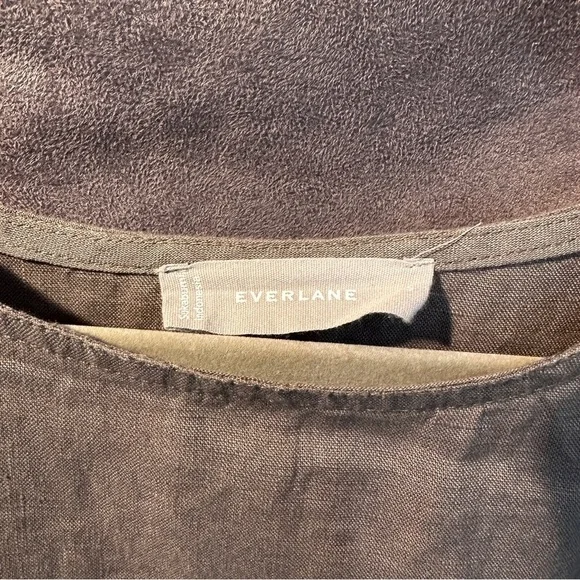 Everlane Linen Side Tie Top Olive Green Minimalist Capsule Wardrobe S - Picture 5 of 13